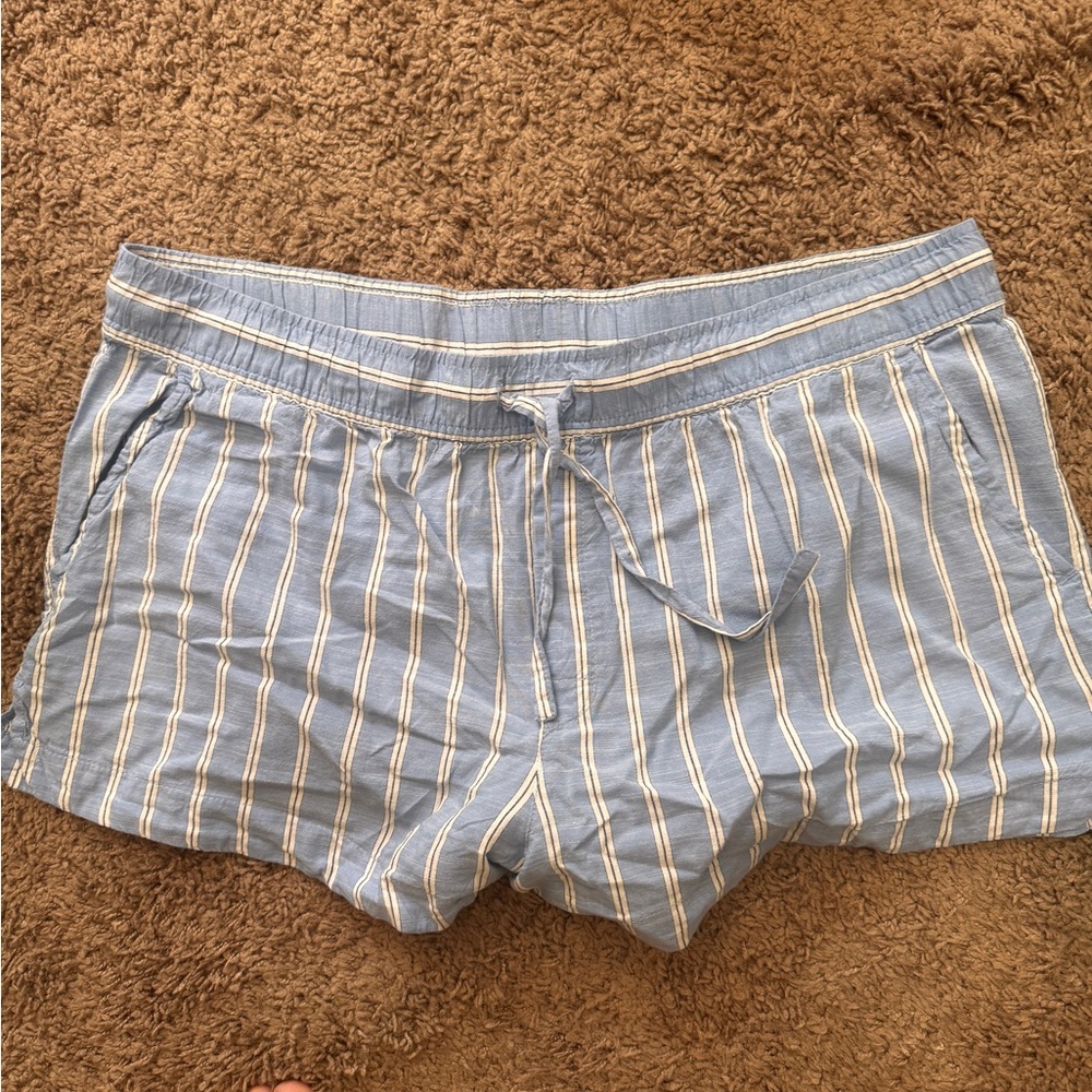 Blue Striped Casual Shorts